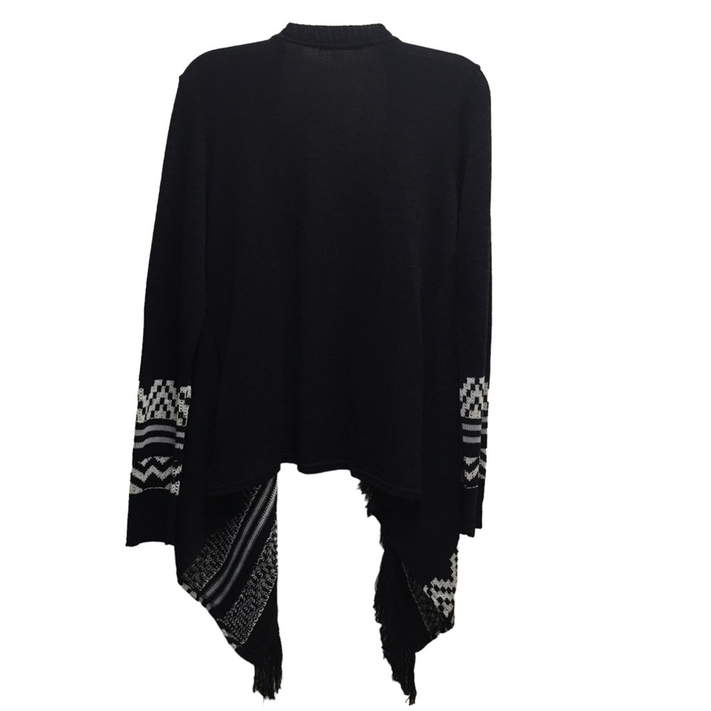 Canyon River Blues Sweater Black Open Front Cardigan Fringe Size Medium NWT - Picture 2 of 9